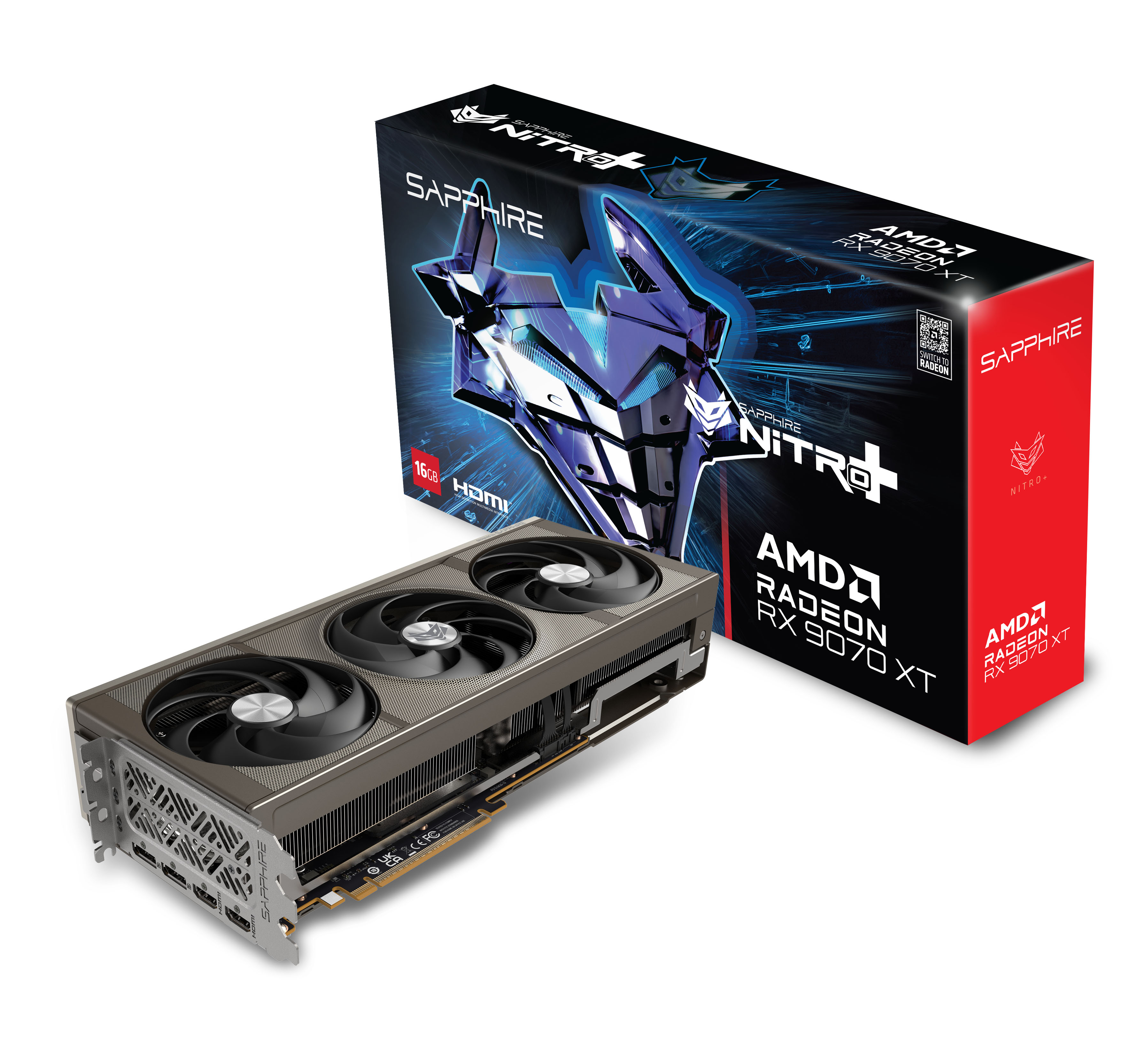 Originalbild der SAPPHIRE NITRO+ AMD Radeon RX 9070 XT mit Verpackung